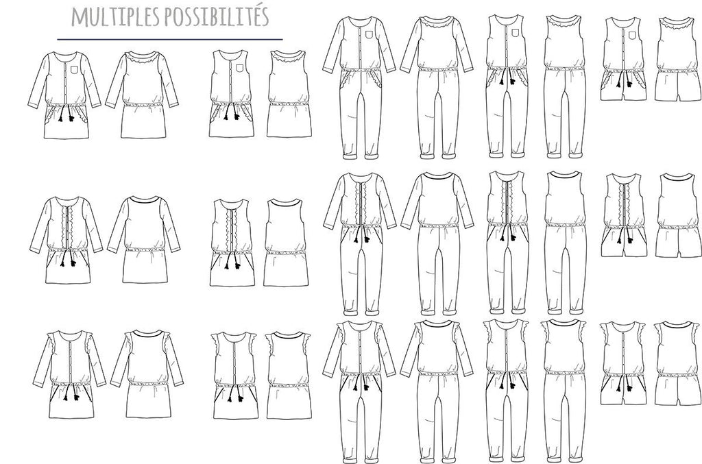 Ikatee (France), Marieke Jumpsuit, Playsuit, & Dress Sewing Pattern - Girl, 3-12Y
