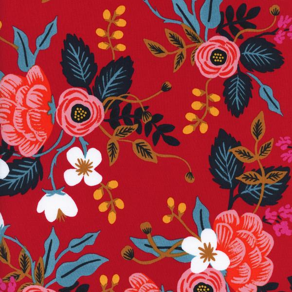 Rifle Paper Co., Les Fleurs - Birch Floral -Red Rayon Fabric, 1/4