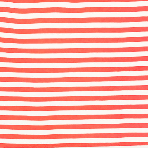 Coral Pink and White Stripe Cotton-Rayon-Spandex Knit Fabric, 1/4 yard