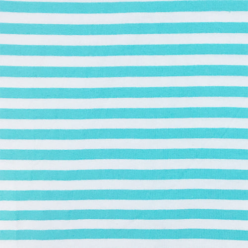 Narrow Aqua and White Stripe Cotton-Spandex Knit Fabric, 1/4 yard