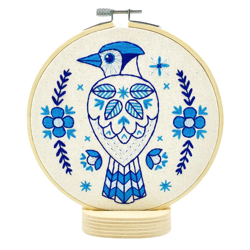 Hook Line and Tinker Embroidery Kits, Folk Blue Jay