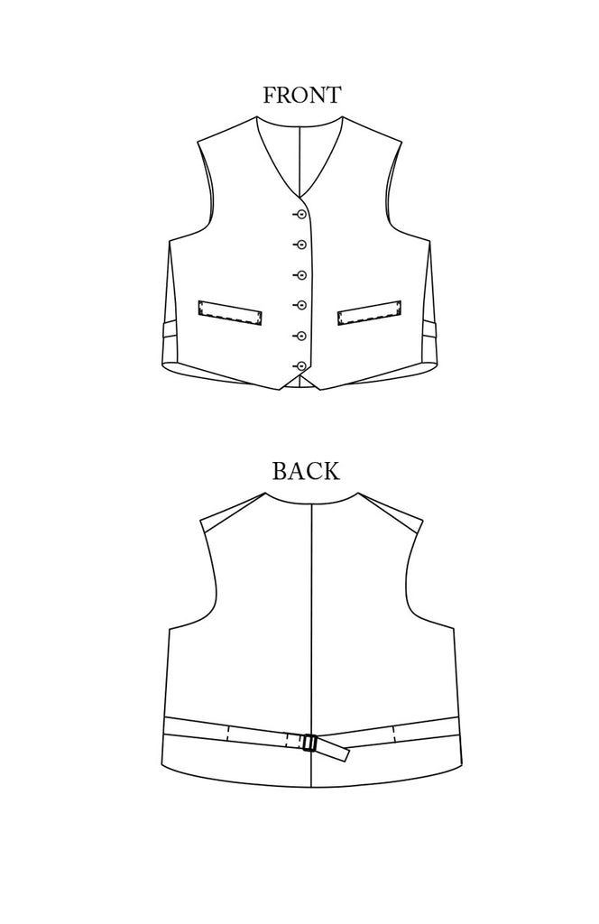 Merchant & Mills, Miller Waistcoat PDF Pattern, two size ranges