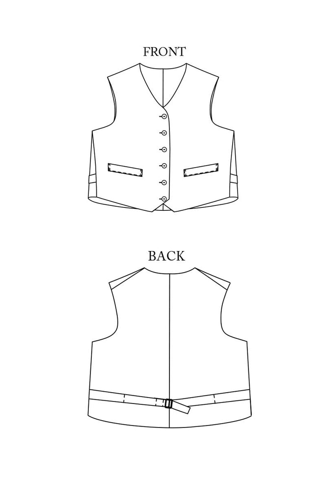 Merchant & Mills, Miller Waistcoat Paper Pattern, two size ranges