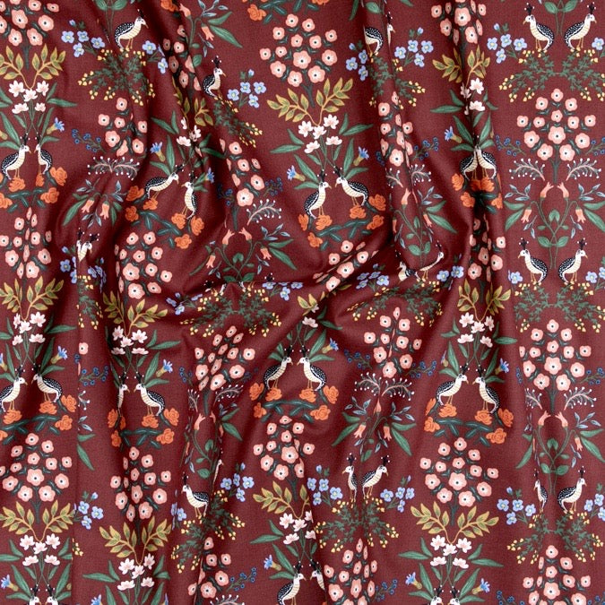 Rifle Paper Co., Meadow - Luxembourg - Burgundy Fabric, 1/4 yard