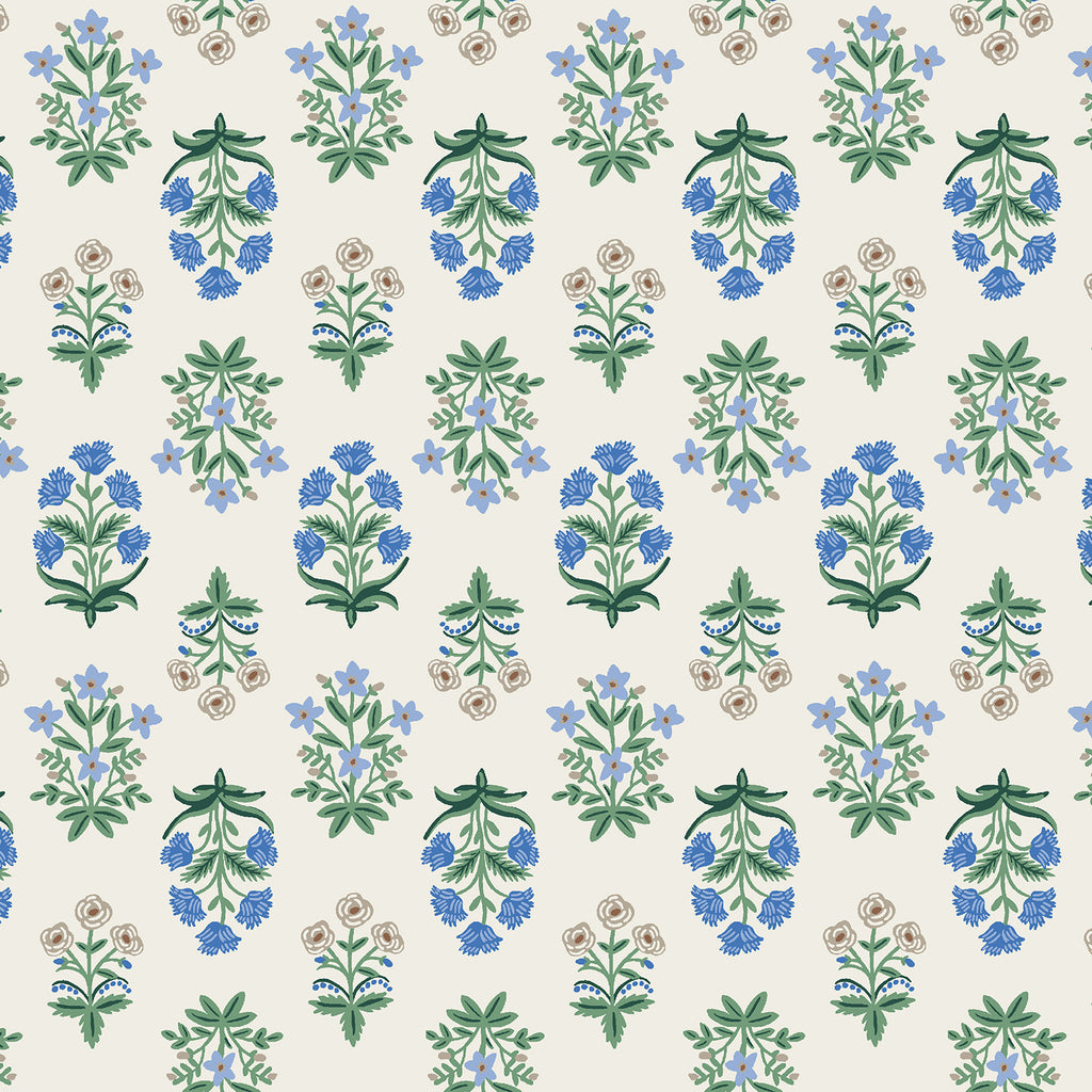 Rifle Paper Co., Camont - Mughal Rose- Blue Fabric, 1/4 yard