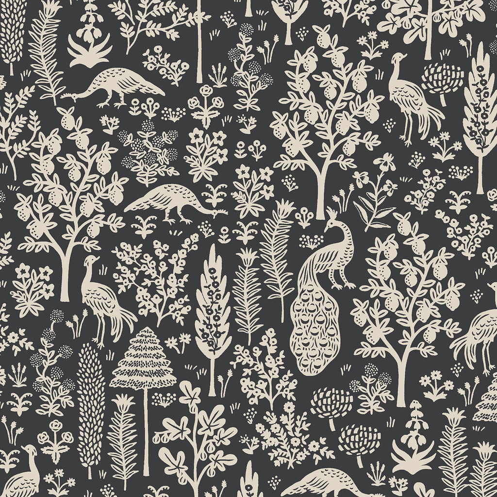 Rifle Paper Co., Camont - Menagerie Silhouette - Black Fabric, 1/4 yard