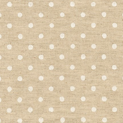 Sevenberry Canvas Natural Dots Cotton Flax Fabric, White on Natural, 1/4 yard