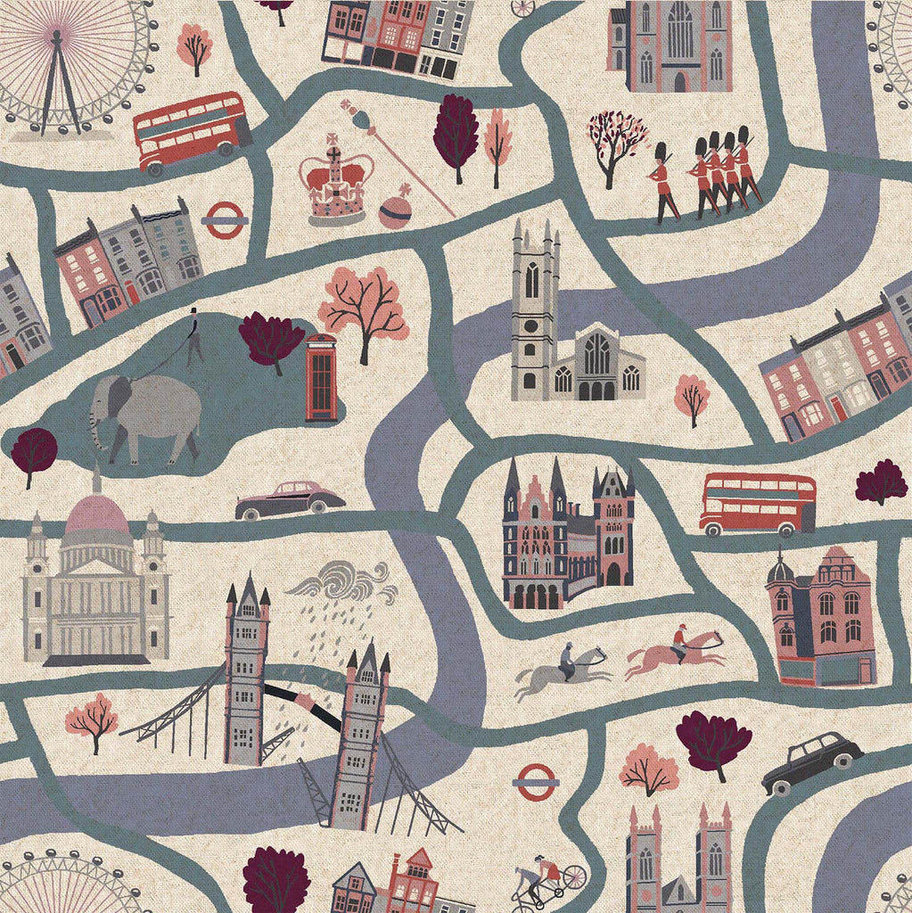 Cotton+ Steel,  London Town - London Forever - Cloudy Day Canvas Fabric, 1/2 yard - Lakes Makerie - Minneapolis, MN
