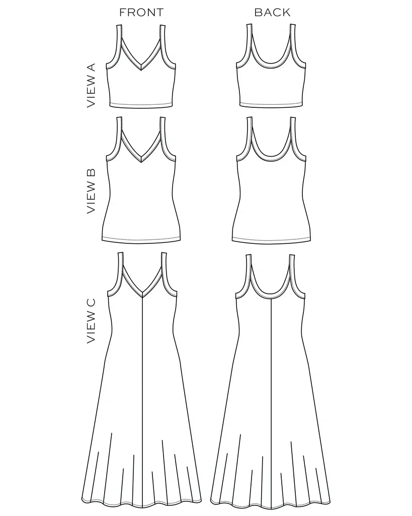 True Bias Zoey Tank &amp; Dress Pattern, two size ranges